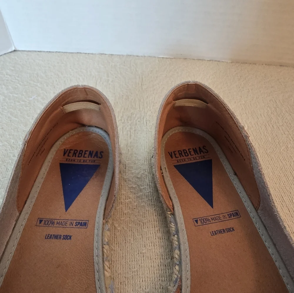 Verbenas Lt. Gray Suede Espadrille Flats size 39